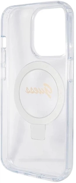 Etui plecki Guess Ring Stand Script Glitter MagSafe do Apple iPhone 15 Pro Transparent (3666339156626) - obraz 7