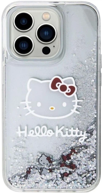 Панель Hello Kitty Liquid Glitter Charms Kitty Head для Apple iPhone 13 Pro Silver (HKHCP13LLIKHET) - зображення 2