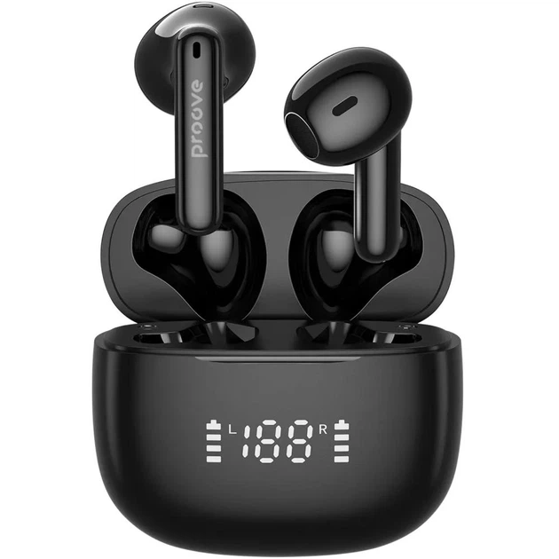 Безпровідні Bluetooth навушники Proove Digital (APP) |TWS, вкладиші, Bluetooth 5.4, 30/300mAh, USB Type-C, до 6 годин роботи, LED-дисплей на кейсі, вбудований мікрофон, швидка зарядка, сенсорне керування, IPX4| Чорний - Фото 4 Безпровідні Bluetooth навушники Proove Digital (APP) |TWS, вкладиші, Bluetooth 5.4, 30/300mAh, USB Type-C, до 6 годин роботи, LED-дисплей на кейсі, вбудований мікрофон, швидка зарядка, сенсорне керування, IPX4| Чорний - зображення 4