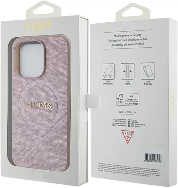Панель Guess Saffiano MagSafe для Apple iPhone 15 Pro Pink (3666339156206) - зображення 6
