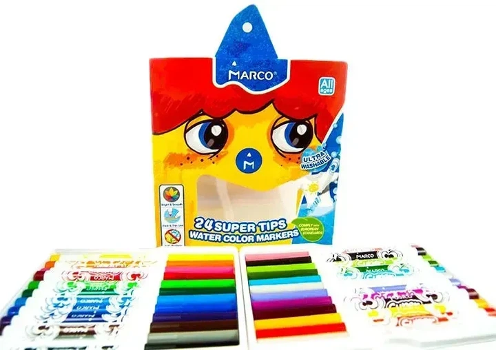 Набор фломастеров Marco Super Washable 24 цвета (1630-24CB) - Фото 2 Набор фломастеров Marco Super Washable 24 цвета (1630-24CB) - изображение 2