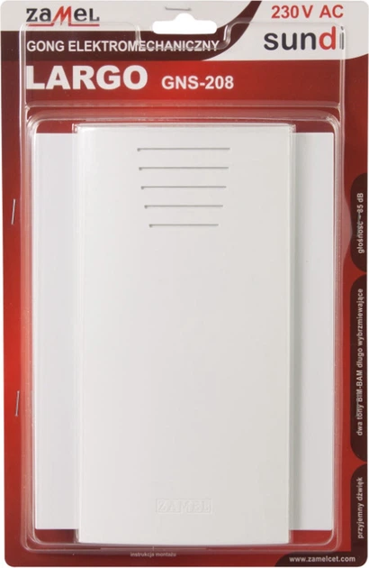 Gong dwutonowy Zamel Largo 230 V Biały (GNS-208-BIA) - obraz 4