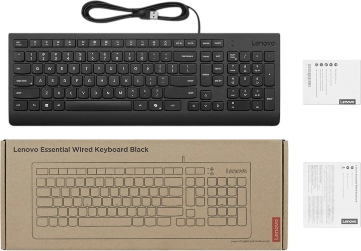 Klawiatura przewodowa Lenovo Essential USB Black (4Y41R64633) - obraz 3