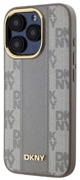Etui DKNY Leather Checkered Mono Pattern MagSafe do Apple iPhone 15 Pro Beige (3666339259990) - obraz 2