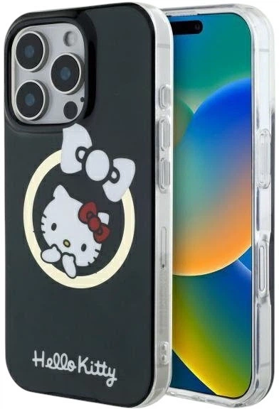 Etui plecki Hello Kitty IML Fun bow Magsafe do Apple iPhone 16 Pro Black (HKHMP16LHFLBK) - obraz 1