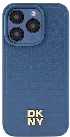 Панель DKNY Leather Monogram Pattern Metal Logo MagSafe для Apple iPhone 15 Pro Blue (3666339261672) - зображення 3
