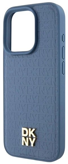 Панель DKNY Leather Monogram Pattern Metal Logo MagSafe для Apple iPhone 15 Pro Blue (3666339261672) - зображення 5