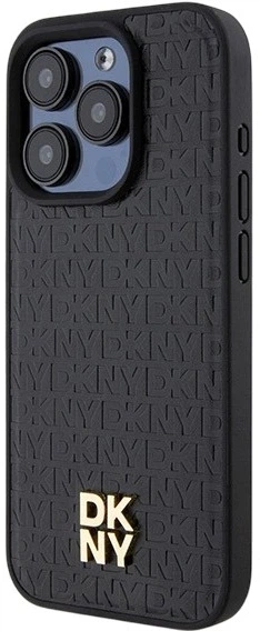 Etui DKNY Leather Monogram Pattern Metal Logo MagSafe do Apple iPhone 15 Pro Black (3666339261535) - obraz 2