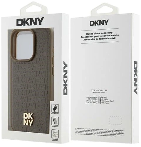 Etui DKNY Leather Monogram Pattern Metal Logo MagSafe do Apple iPhone 15 Pro Brown (3666339261818) - obraz 8