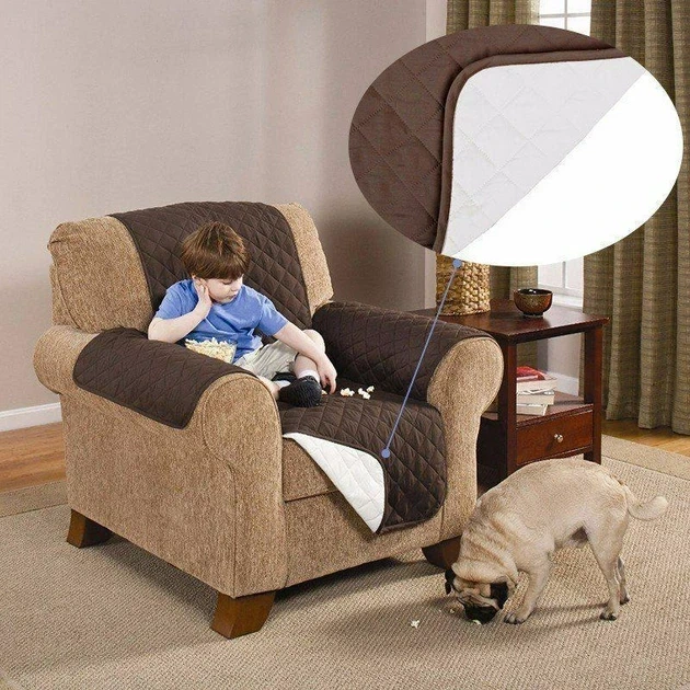 Накидка на кресло Couch Coat двустороннее стеганое покрывало Brown/Milk - изображение 2