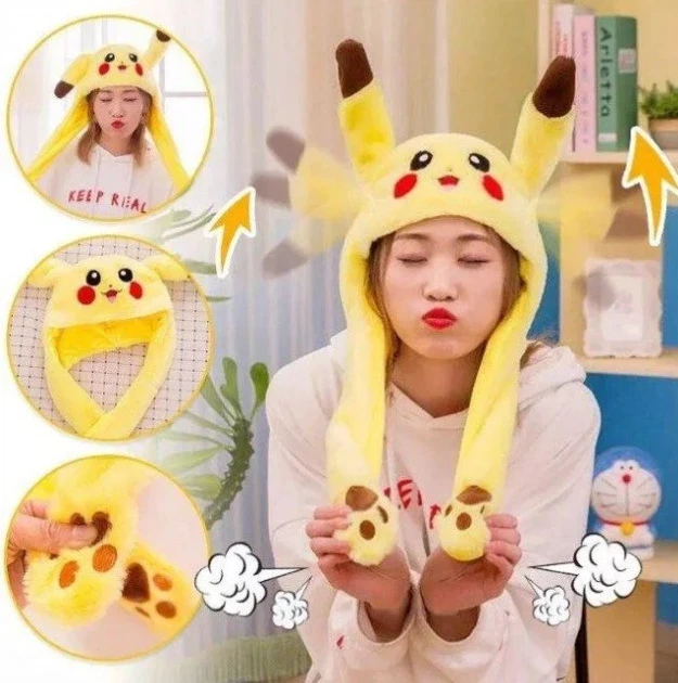 Светящаяся шапка с двигающими ушками Пикачу Yellow - изображение 5