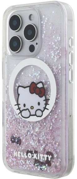 Etui plecki Hello Kitty Liquid Glitter Sweet Kitty Bows MagSafe do Apple iPhone 16 Pro Max White (HKHMP16XLSWKH) - obraz 1