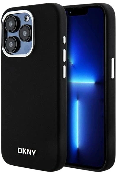 Etui DKNY Liquid Silicone Small Metal Logo MagSafe do Apple iPhone 15 Pro Black (3666339265731) - obraz 1