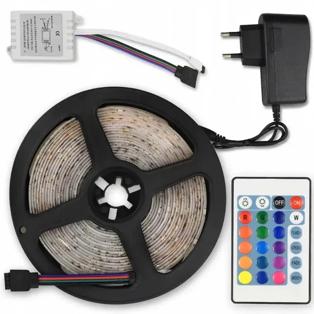 Комплект светодиодная RGB Led лента 5 м 5050 с блоком и пультом управления - изображение 6