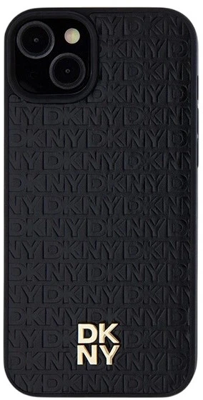 Панель DKNY Leather Monogram Pattern Metal Logo MagSafe для Apple iPhone 15 Plus / 14 Plus Black (3666339261528) - зображення 3