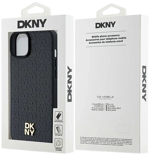 Панель DKNY Leather Monogram Pattern Metal Logo MagSafe для Apple iPhone 15 Plus / 14 Plus Black (3666339261528) - зображення 8