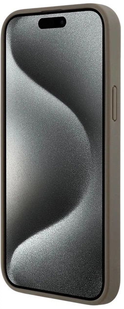 Панель DKNY Leather Monogram Pattern Metal Logo MagSafe для Apple iPhone 15 Plus / 14 Plus Brown (3666339261801) - зображення 7