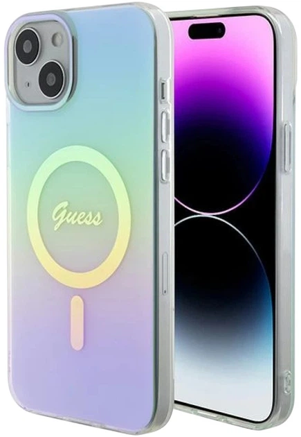 Панель Guess IML Iridescent MagSafe для Apple iPhone 15 Plus/14 Plus Turquoise (3666339154936) - зображення 1