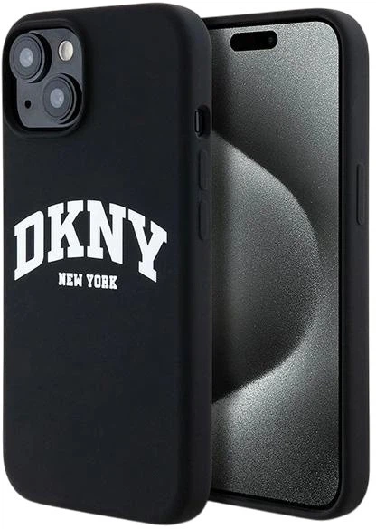 Панель DKNY Liquid Silicone White Printed Logo MagSafe для Apple iPhone 15 Plus / 14 Plus Black (3666339266653) - зображення 1