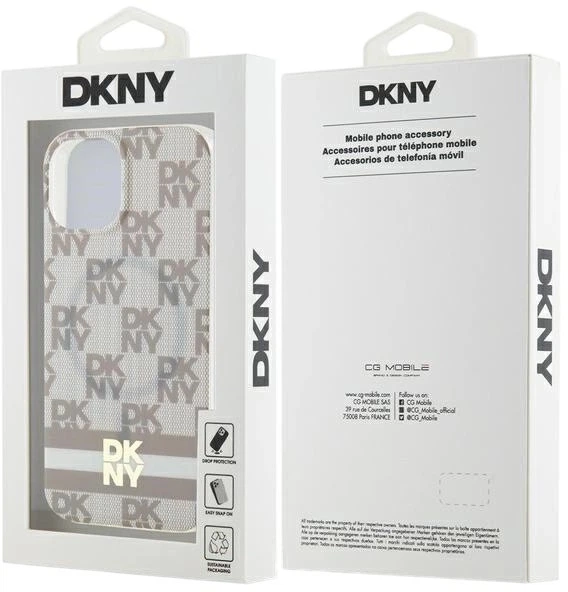 Etui DKNY IML Checkered Mono Pattern & Printed Stripes MagSafe do Apple iPhone 15 / 14 / 13 Beige (3666339269494) - obraz 8