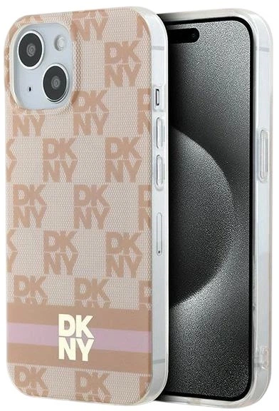 Etui DKNY IML Checkered Mono Pattern & Printed Stripes MagSafe do Apple iPhone 15 / 14 / 13 Pink (3666339269074) - obraz 1