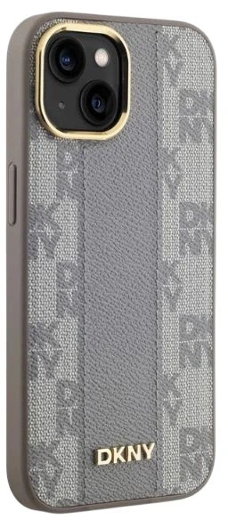 Etui DKNY Leather Checkered Mono Pattern MagSafe do Apple iPhone 15 Beige (3666339259976) - obraz 4