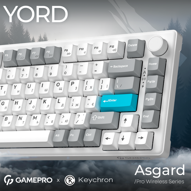 Клавиатура беспроводная GamePro Asgard Yord Keychron Super Red Switch Wireless/Bluetooth/USB White (MK266WH) - изображение 5