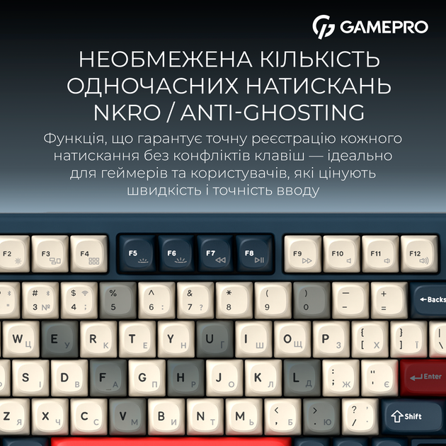 Клавиатура беспроводная GamePro Asgard Yord Keychron Super Red Switch Wireless/Bluetooth/USB Blue (MK266BL) - изображение 16