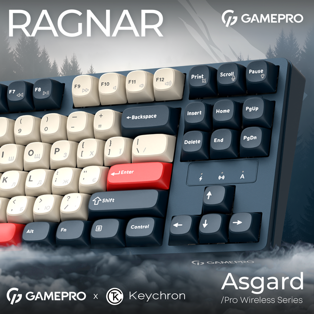Клавиатура беспроводная GamePro Asgard Ragnar Keychron Super Red Switch Wireless/Bluetooth/USB Blue (MK285BL) - изображение 5
