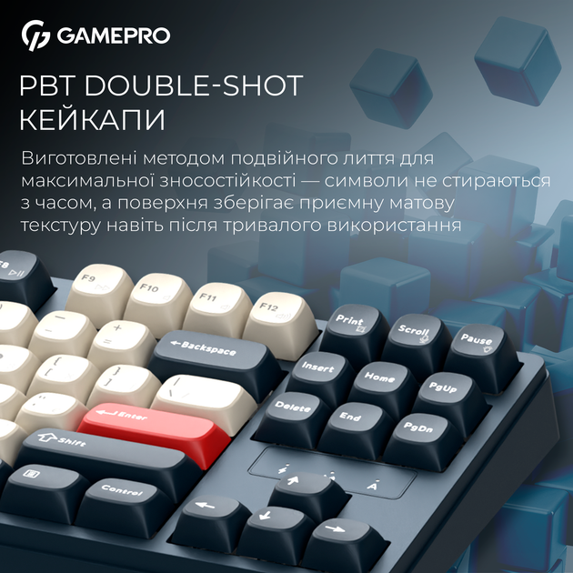 Клавиатура беспроводная GamePro Asgard Ragnar Keychron Super Red Switch Wireless/Bluetooth/USB Blue (MK285BL) - изображение 12