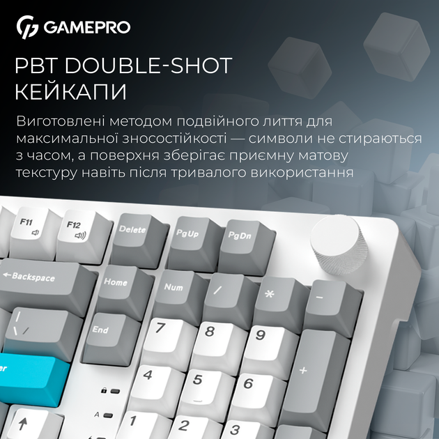Клавиатура беспроводная GamePro Asgard Drakkar Keychron Super Red Switch Wireless/Bluetooth/USB White (MK305WH) - изображение 12