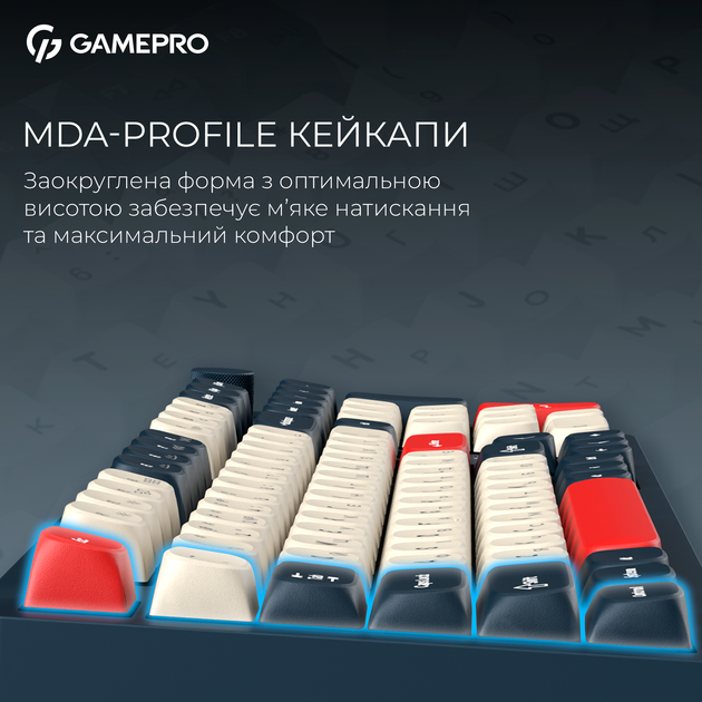 Клавиатура беспроводная GamePro Asgard Drakkar Keychron Super Red Switch Wireless/Bluetooth/USB Blue (MK305BL) - Фото 13 Клавиатура беспроводная GamePro Asgard Drakkar Keychron Super Red Switch Wireless/Bluetooth/USB Blue (MK305BL) - изображение 13