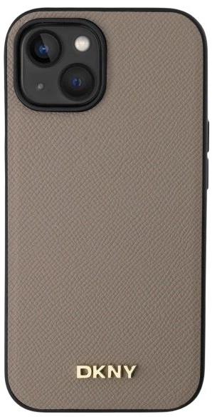 Etui DKNY Grained Metal Logo MagSafe do Apple iPhone 15 Beige (3666339264178) - obraz 3