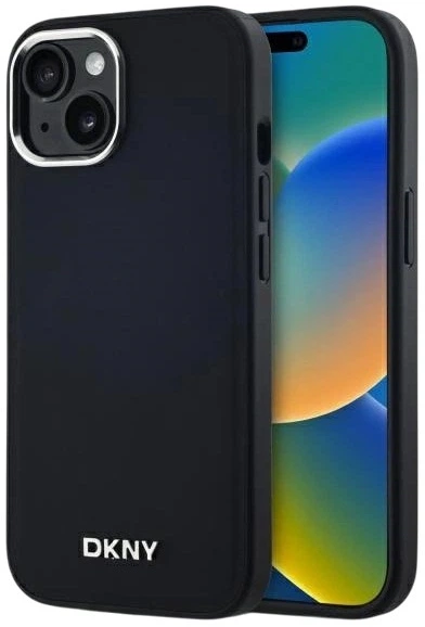 Etui DKNY Plain Logo MagSafe do Apple iPhone 15 Black (3666339260118) - obraz 1