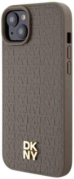 Панель DKNY Leather Pattern Metal Logo MagSafe для Apple iPhone 15 / 14 / 13 Brown (3666339261795) - зображення 2
