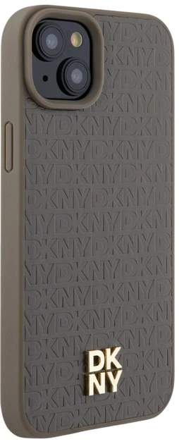 Панель DKNY Leather Pattern Metal Logo MagSafe для Apple iPhone 15 / 14 / 13 Brown (3666339261795) - зображення 4