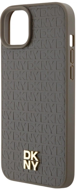 Панель DKNY Leather Pattern Metal Logo MagSafe для Apple iPhone 15 / 14 / 13 Brown (3666339261795) - зображення 5