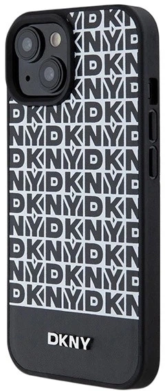 Панель DKNY Leather Printed Pattern Metal Logo MagSafe для Apple iPhone  15 / 14 / 13 Black (3666339262211) - зображення 2