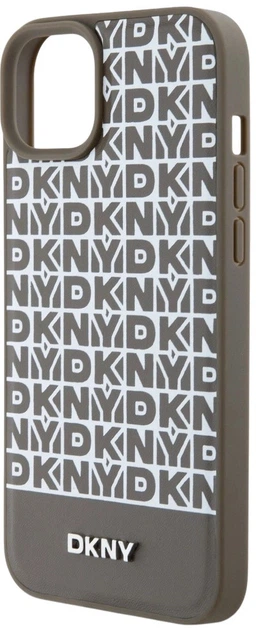 Панель DKNY Leather Printed Pattern Metal Logo MagSafe для Apple iPhone  15 / 14 / 13 Brown (3666339262075) - зображення 4