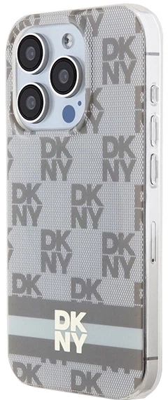Etui DKNY IML Checkered Mono Pattern & Printed Stripes MagSafe do Apple iPhone 15 Pro Max Beige (3666339269524) - obraz 2