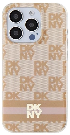 Etui DKNY IML Checkered Mono Pattern & Printed Stripes MagSafe do Apple iPhone 15 Pro Max Pink (3666339269104) - obraz 3