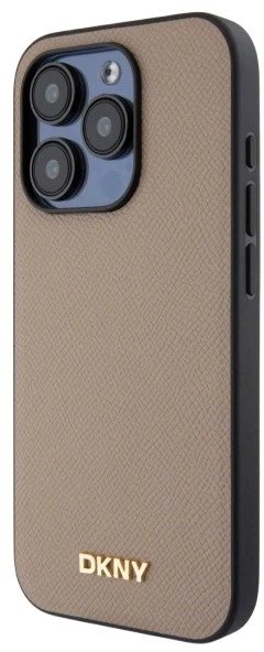 Etui DKNY Grained Metal Logo MagSafe do Apple iPhone 15 Pro Max Beige (3666339264208) - obraz 2