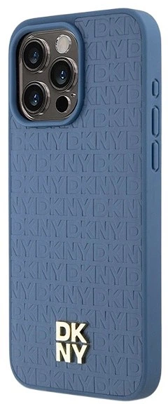Панель DKNY Leather Monogram Pattern Metal Logo MagSafe для Apple iPhone 15 Pro Max Blue (3666339261689) - зображення 2