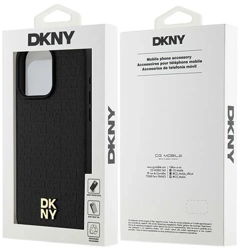 Etui DKNY Leather Monogram Pattern Metal Logo MagSafe do Apple iPhone 15 Pro Max Black (3666339261542) - obraz 8