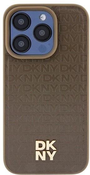 Etui DKNY Leather Pattern Metal Logo MagSafe do Apple iPhone 15 Pro Max Brown (3666339261825) - obraz 3