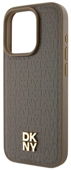 Etui DKNY Leather Pattern Metal Logo MagSafe do Apple iPhone 15 Pro Max Brown (3666339261825) - obraz 5