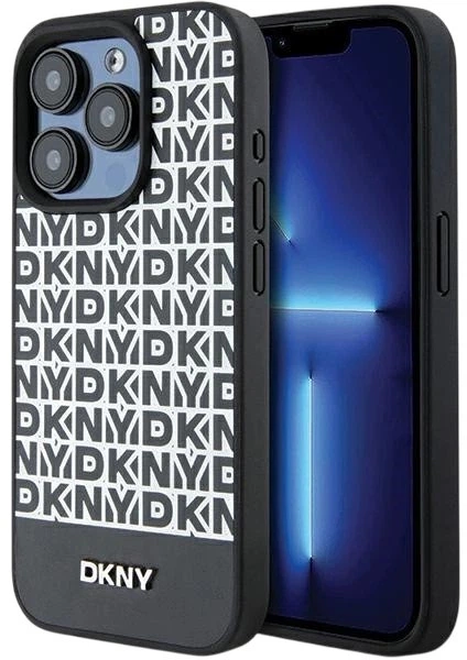 Etui DKNY Leather Printed Pattern Metal Logo MagSafe do Apple iPhone 15 Pro Max Black (3666339262242) - obraz 1