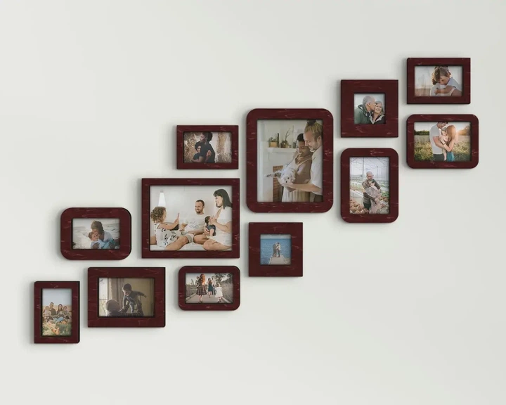 Набор деревянных настенных рамок на 12 фотографий от The Frame Depot Темно-вишневый (frame_set_12_piece) - изображение 3