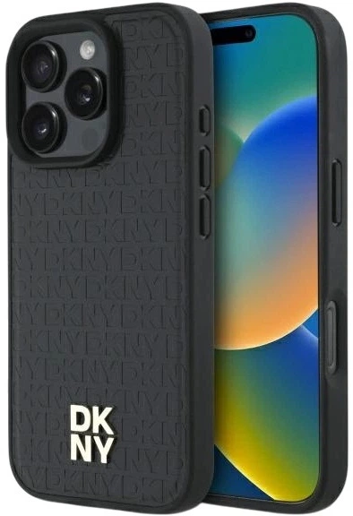 Etui DKNY Repeat Pattern Stack Logo MagSafe do Apple iPhone 16 Pro Black (3666339333645) - obraz 1