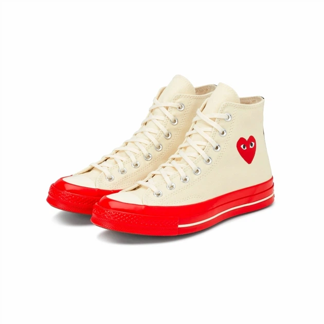 Кеды Comme des Garcons Play X Chuck 70 High Shoes Egret/Red Beige A01794C 37.5 - Фото 3 Кеды Comme des Garcons Play X Chuck 70 High Shoes Egret/Red Beige A01794C 37.5 - изображение 3